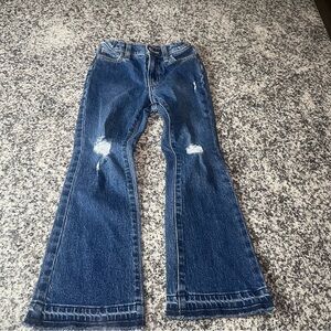 Old navy Girls size 7 high rise flare bell bottom jeans distressed adjustable